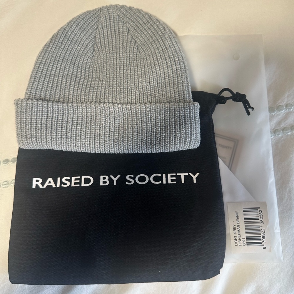 Light Gray Raised by Society Fisherman Beanie